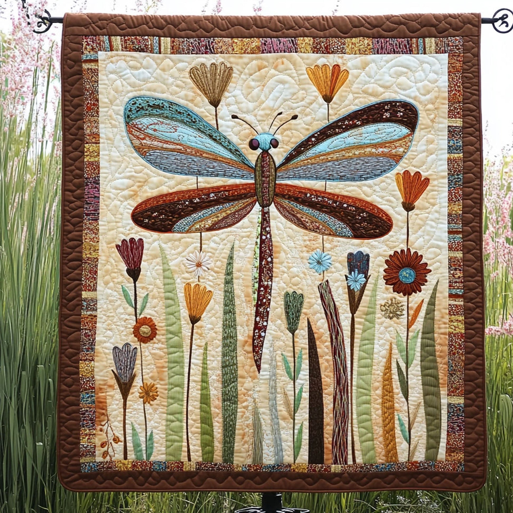Graceful Flight Quilted Blanket Cute Throw Blanket Dragonfly Gifts For Women - Marykun