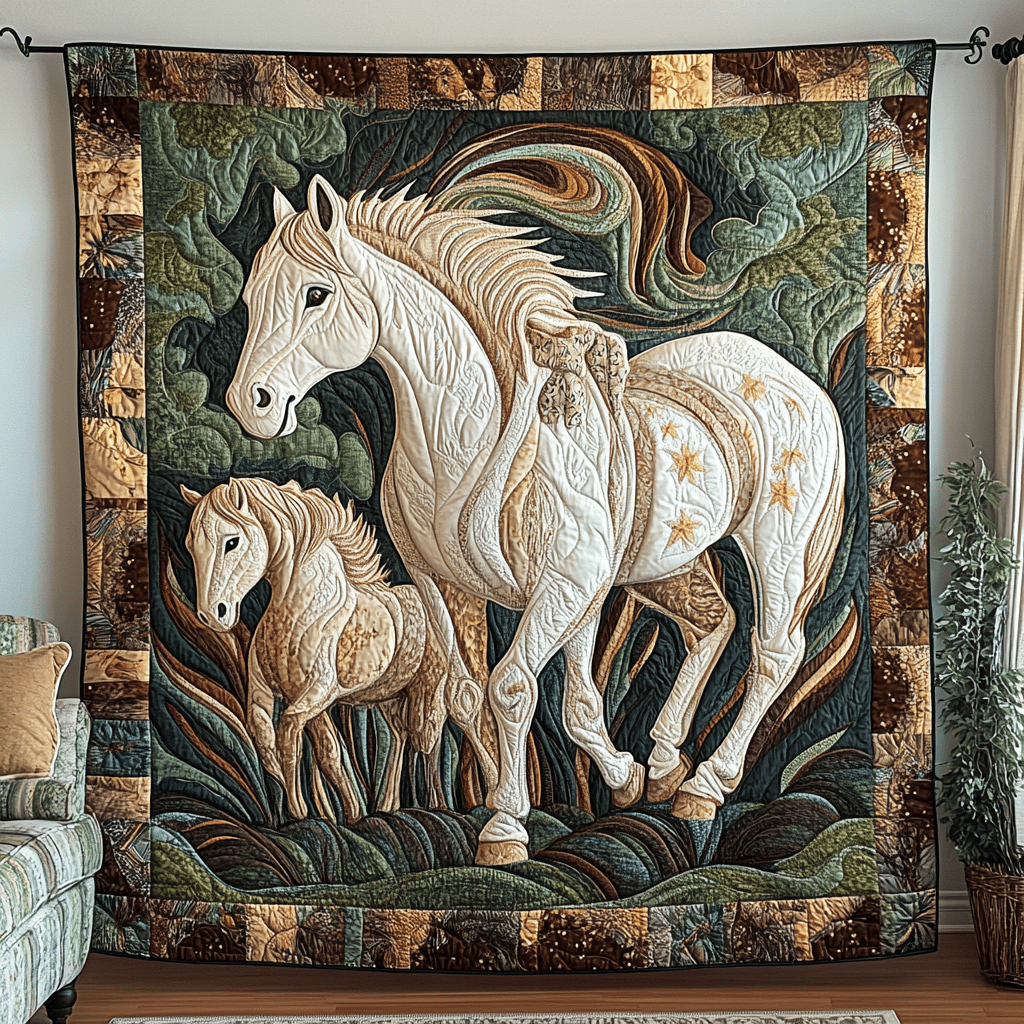Graceful Stride Quilted Blanket Bed Christmas Decor Horse Themed Gifts For Adults - Marykun