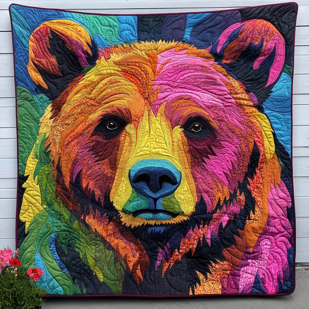 Grizzly Solitude Quilted Blanket Nice Throw Blanket Bear Themed Gifts - Marykun