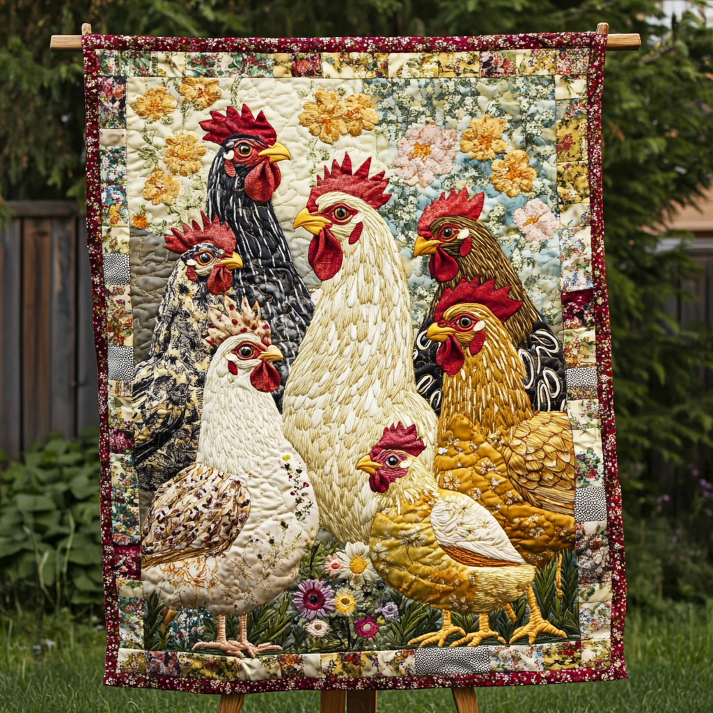 Groovy Roosters Quilted Blanket Bedroom Xmas Decor Gifts For Chicken Owners - Marykun