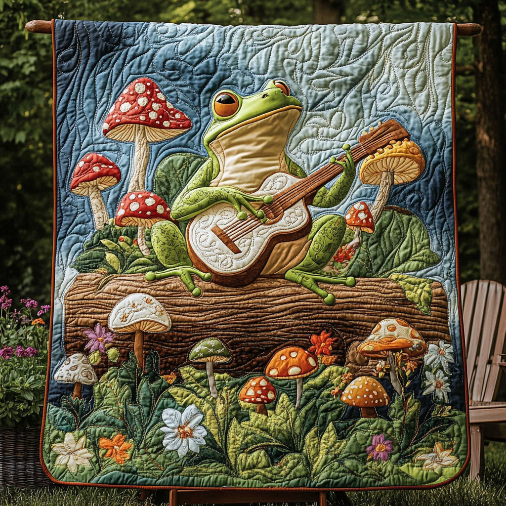 Guitar Frogs Unite Quilted Blanket Christmas Throw Blanket Bear Christmas Presents - Marykun