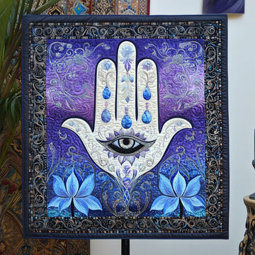 Hamsa Harmony Quilted Blanket Bedroom Decor Lotus Gifts For Her - Marykun