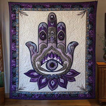 Hamsa Lotus Glow Quilted Blanket Best Couch Throw Blanket Lotus Gifts For Mom - Marykun