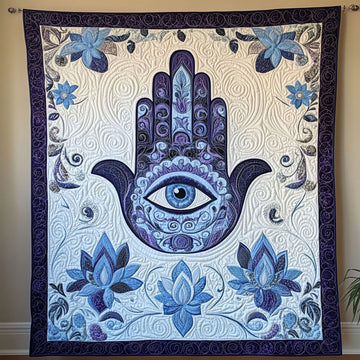 Hamsa of Balance Quilted Blanket Home Bedding Decor Lotus Gifts For Women - Marykun