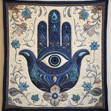 Hamsa Radiance Quilted Blanket Best Couch Throw Blanket Lotus Gifts For Mom - Marykun
