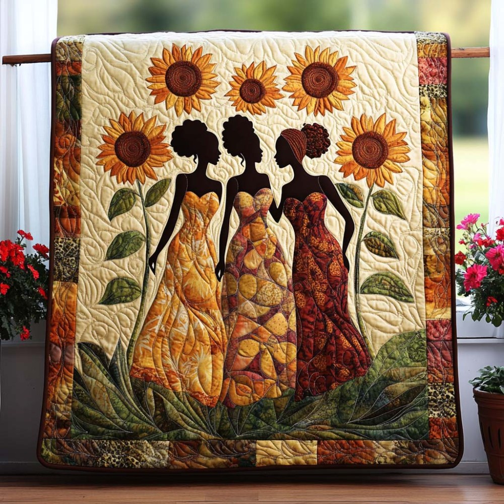Harmony in Bloom Quilted Blanket Bed Room Decor Hummingbird Gifts For Mom Grandma - Marykun