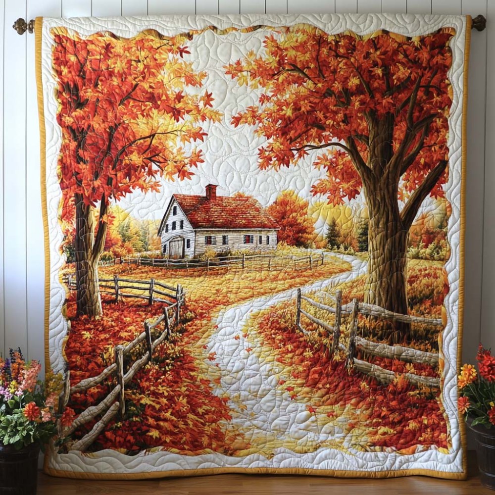 Harvest Field Path Quilted Blanket Cute Fall Throw Blankets Native American Pride Gifts - Marykun