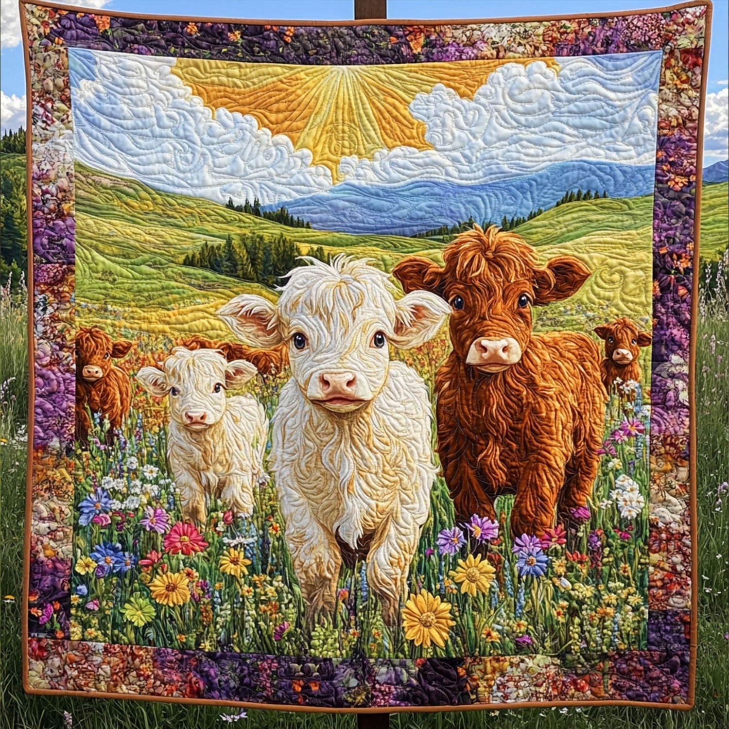 Herd Happiness Quilted Blanket Cute Throw Blanket Donkey Themed Gifts - Marykun