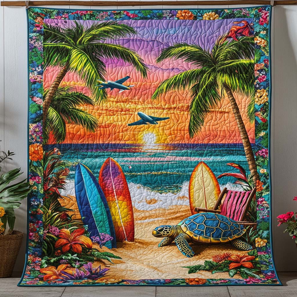 Hidden Turtle Haven Quilted Blanket Holiday Throw Blanket Fishing Related Gifts - Marykun