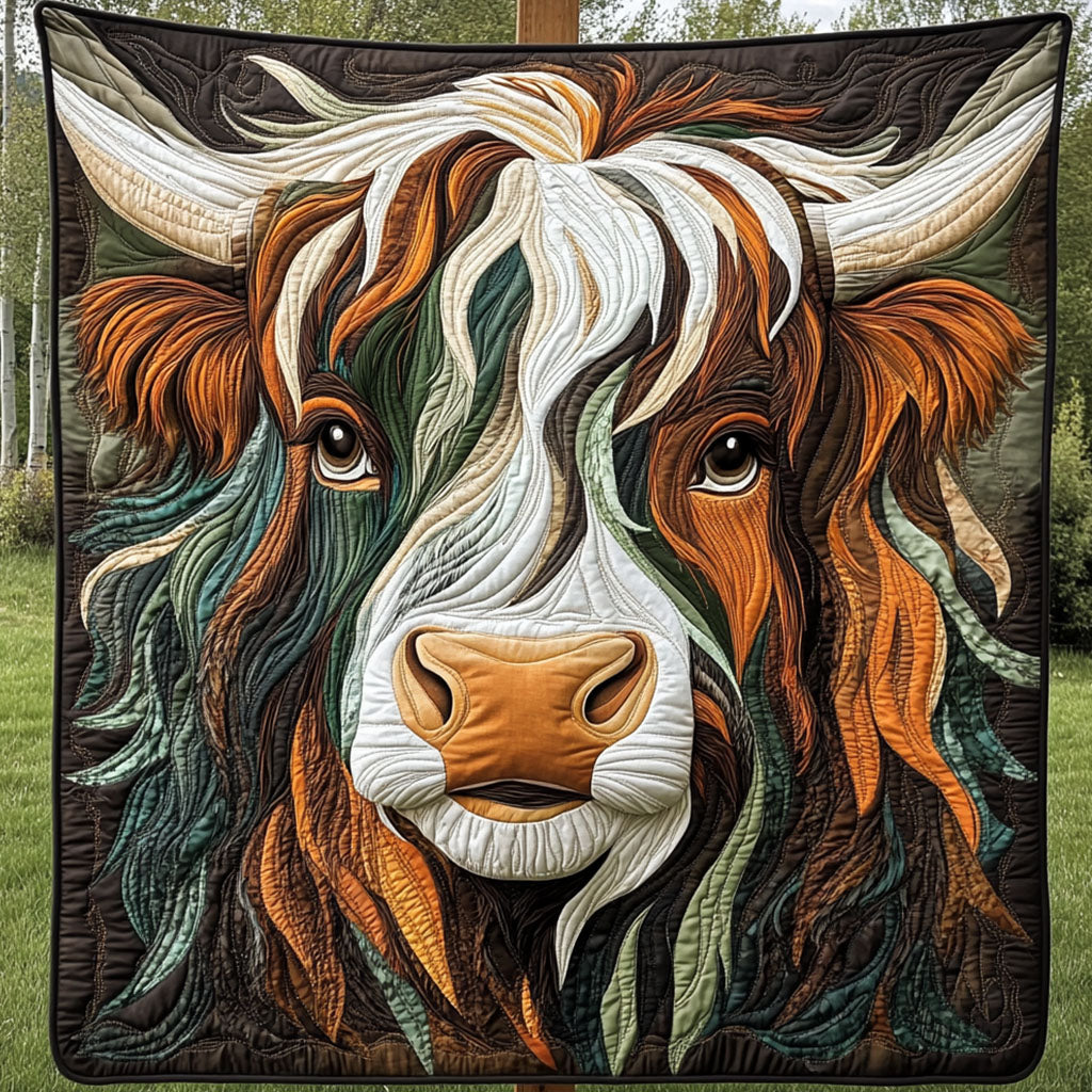 Highland Hills Wanderer Quilted Blanket Nice Throw Blanket Best Highland Cattle Gifts Items - Marykun