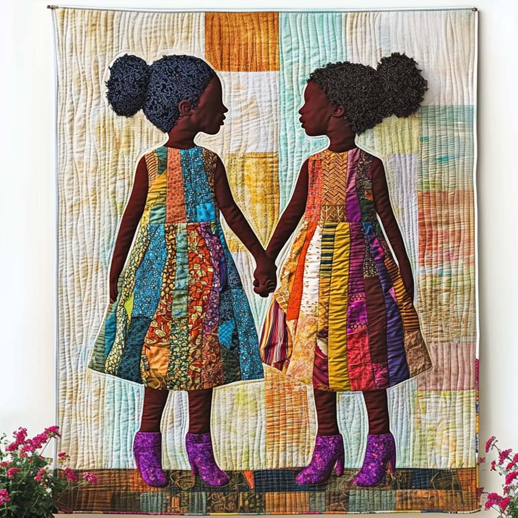 Holding Hands Quilted Blanket Bedroom Decor Christmas African American Heritage Month Gifts - Marykun
