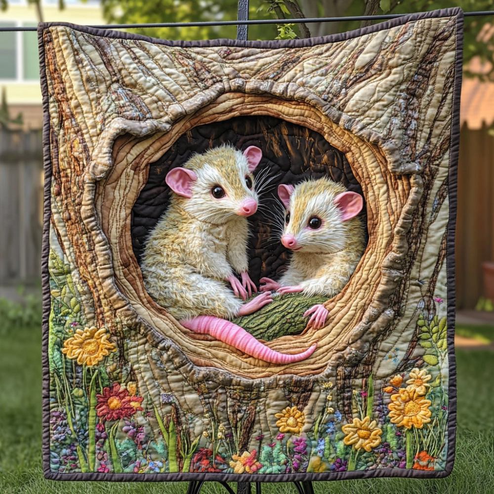 Hollow Haven Quilted Blanket Best Throw Blanket Opossum Gifts Items - Marykun