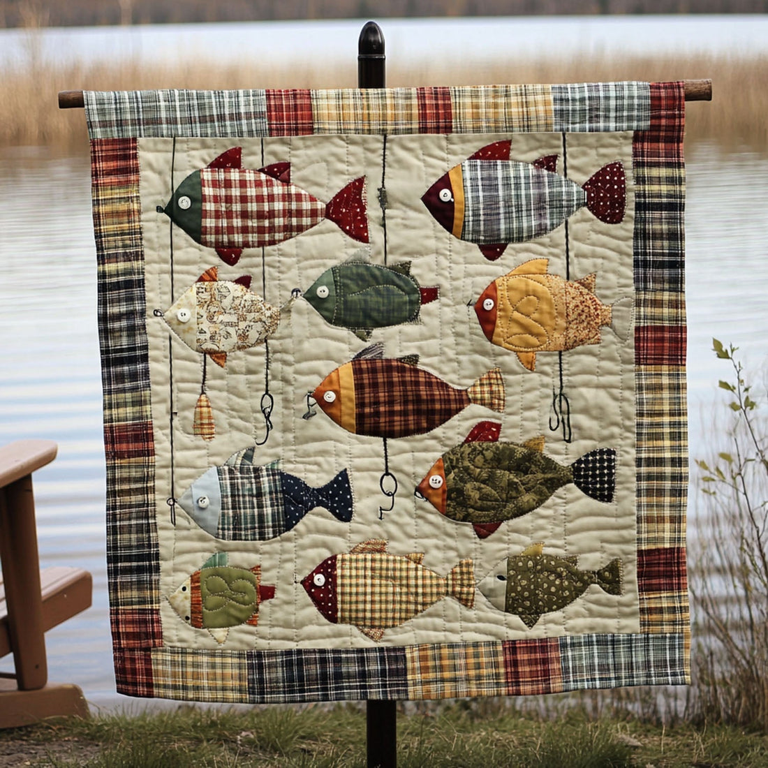 Hooked on Happiness Quilted Blanket Bedroom Xmas Decor Cat Themed Gifts - Marykun