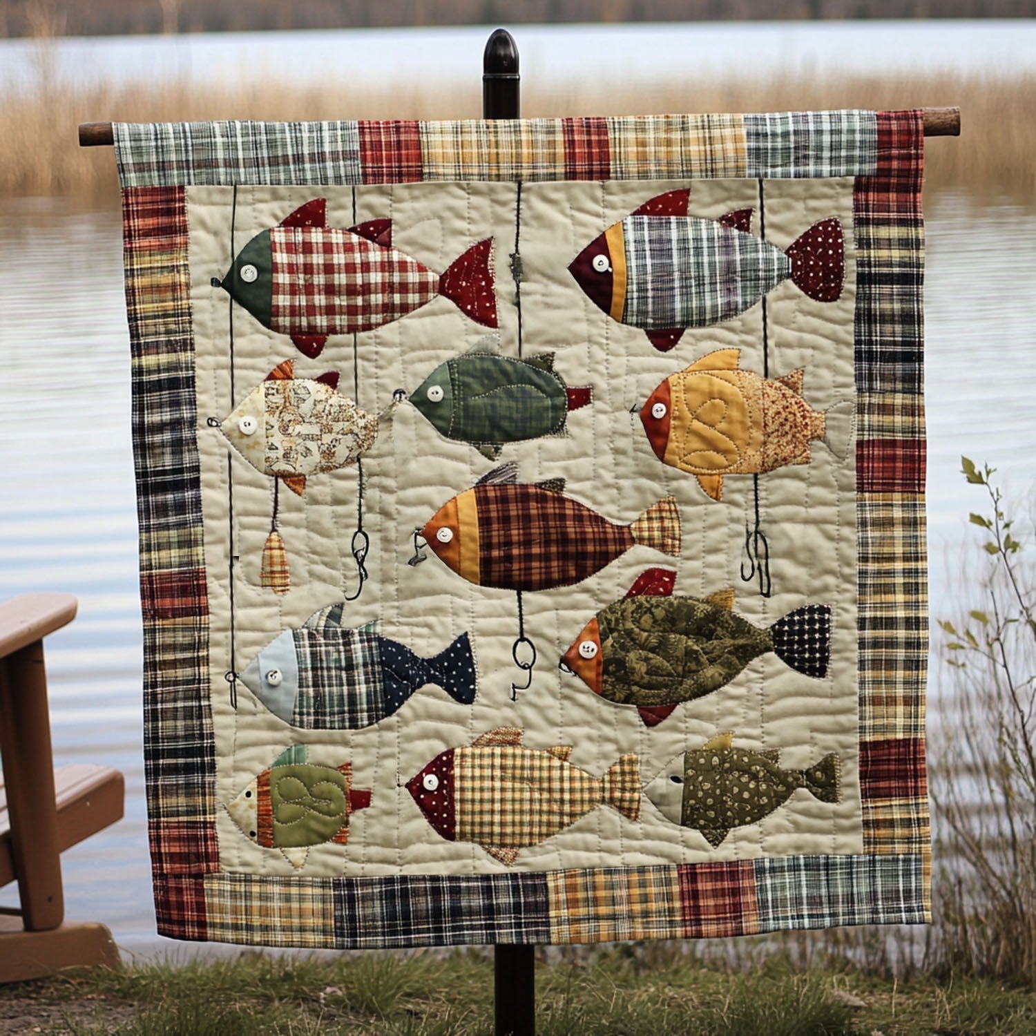 Hooked on Happiness Quilted Blanket Bedroom Xmas Decor Cat Themed Gifts - Marykun