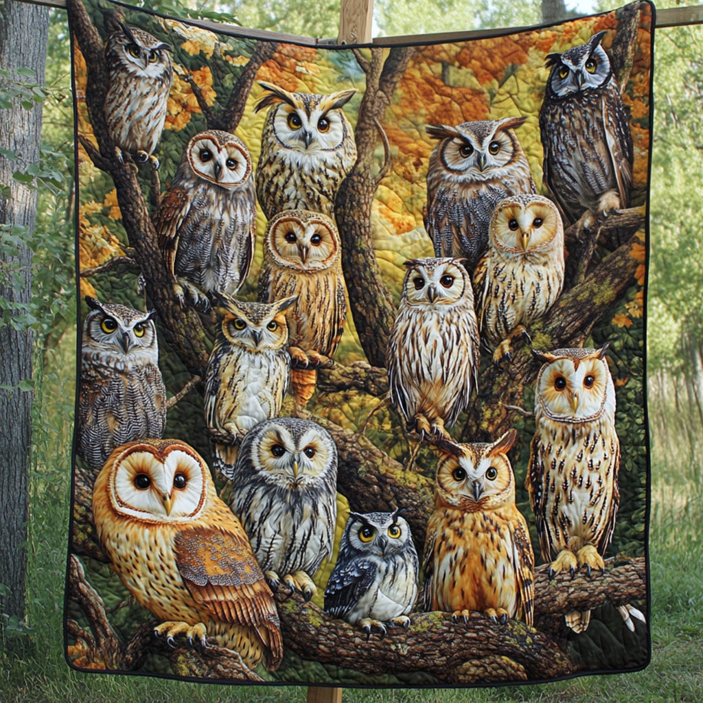 Hooting Harmony Quilted Blanket Home Bedding Decor Owl Themed Christmas Gifts - Marykun