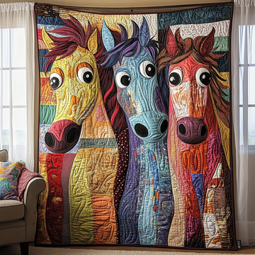 Horse Quilted Blanket Cute Throw Blanket Unique Hummingbird Presents - Marykun