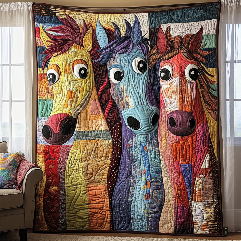 Horse Quilted Blanket Cute Throw Blanket Unique Hummingbird Presents - Marykun