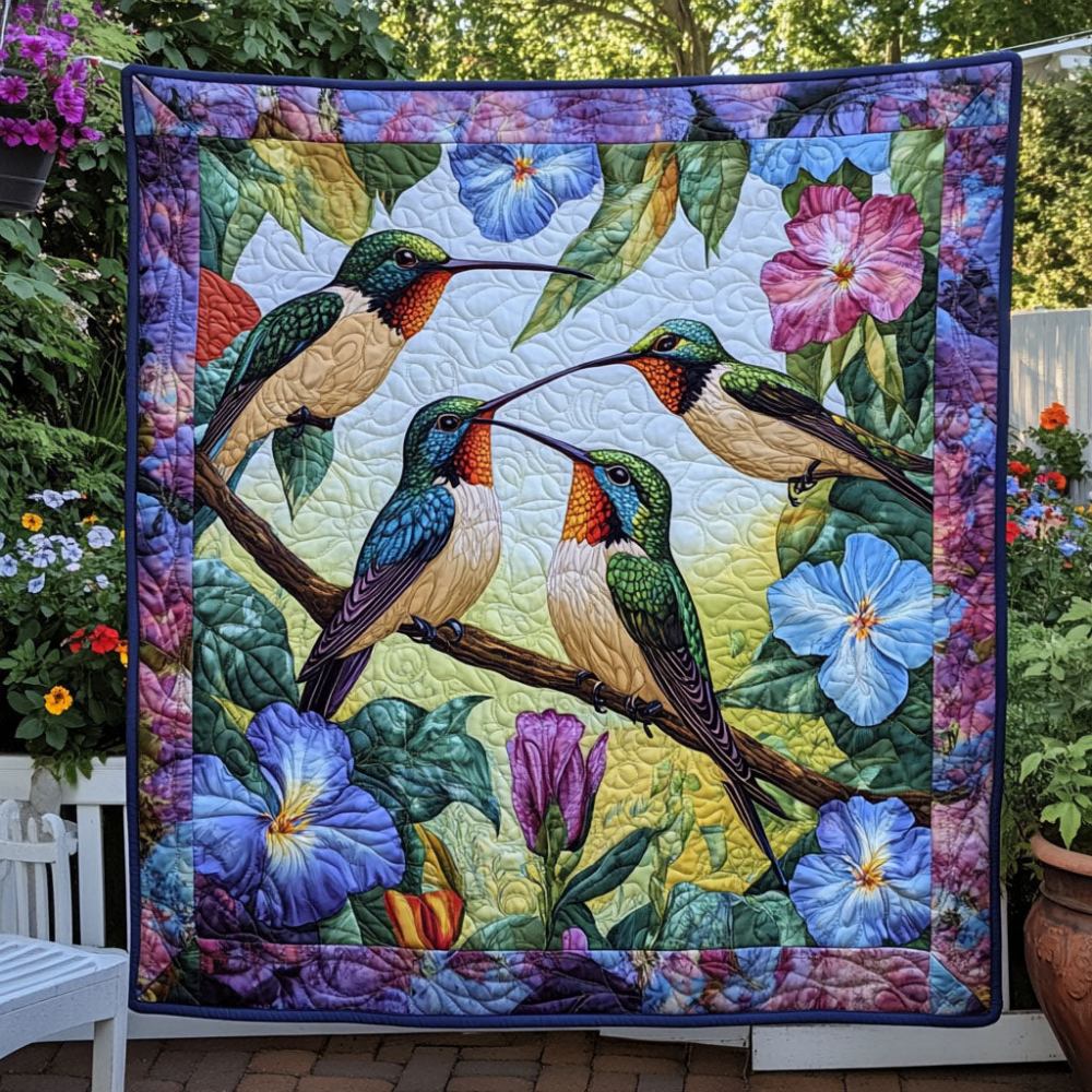 Hover and Glow Quilted Blanket Bedroom Decor Christmas Awesome Gifts For Hummingbird Lovers - Marykun