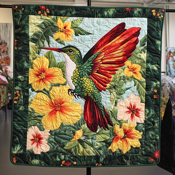 Humming Melody Quilted Blanket Winter Decor Blanket Hummingbird Themed Birthday Presents - Marykun