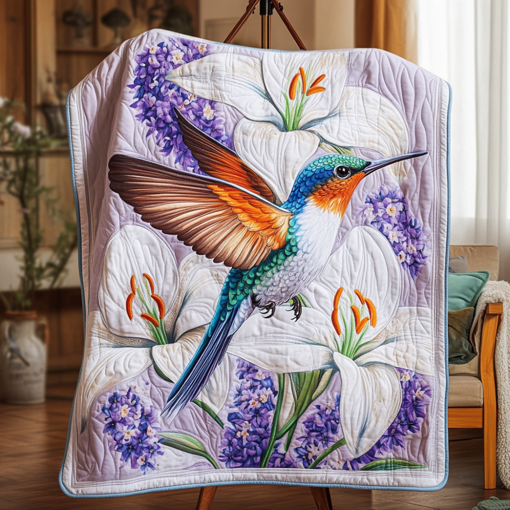 Hummingbird Bliss Quilted Blanket Christmas Bedroom Decor Novelty Hummingbird Gifts - Marykun