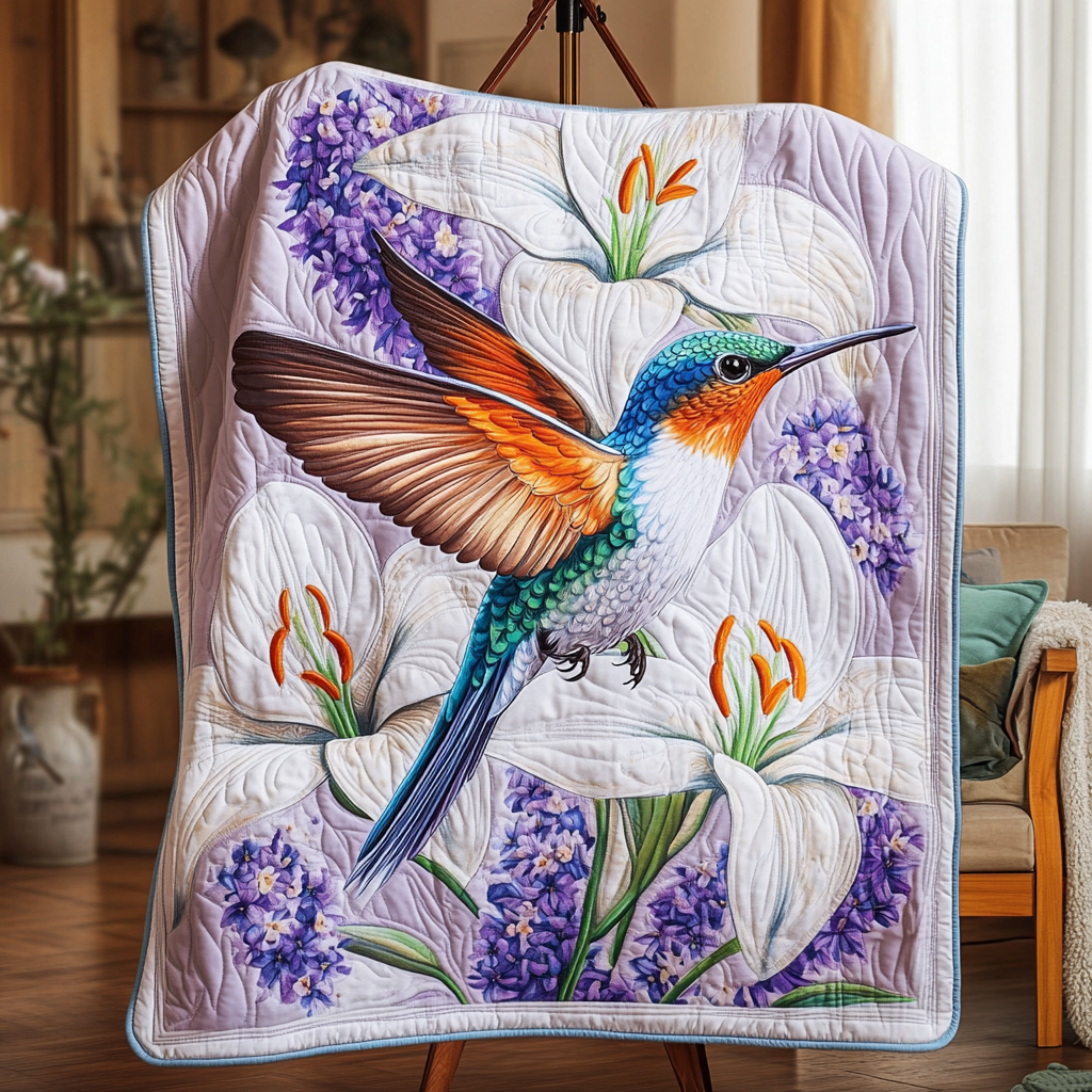 Hummingbird Bliss Quilted Blanket Christmas Bedroom Decor Novelty Hummingbird Gifts - Marykun