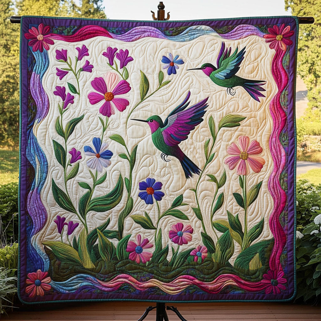 Hummingbird Dreams Quilted Blanket Holiday Throw Blanket Birthday Gifts For Hummingbird Lovers - Marykun