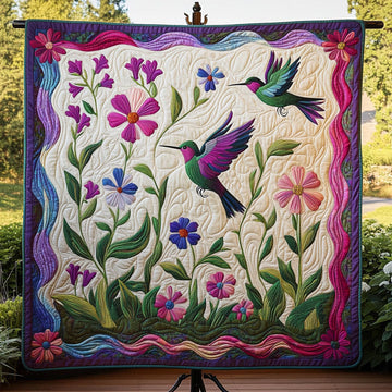Hummingbird Dreams Quilted Blanket Holiday Throw Blanket Birthday Gifts For Hummingbird Lovers - Marykun