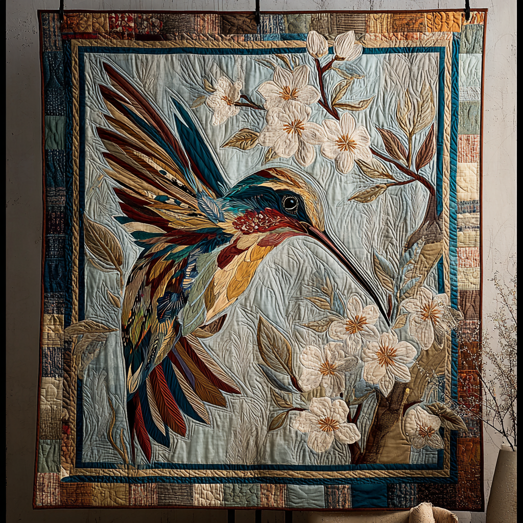 Hummingbird Melody Quilted Blanket Cool Throw Blanket Christian Gifts For Dad - Marykun