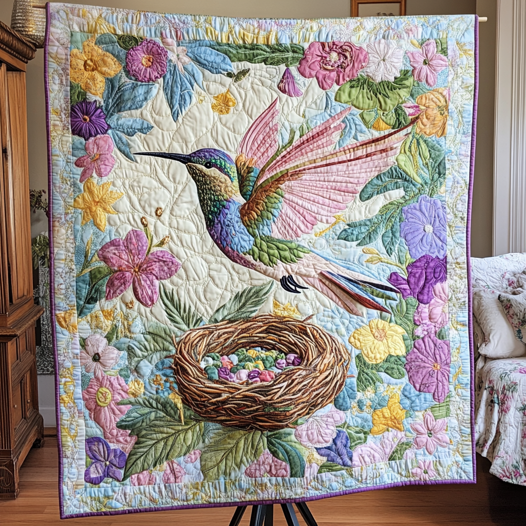 Hummingbird Nest Quilted Blanket Xmas Holiday Hummingbird Gifts For Ladies - Marykun