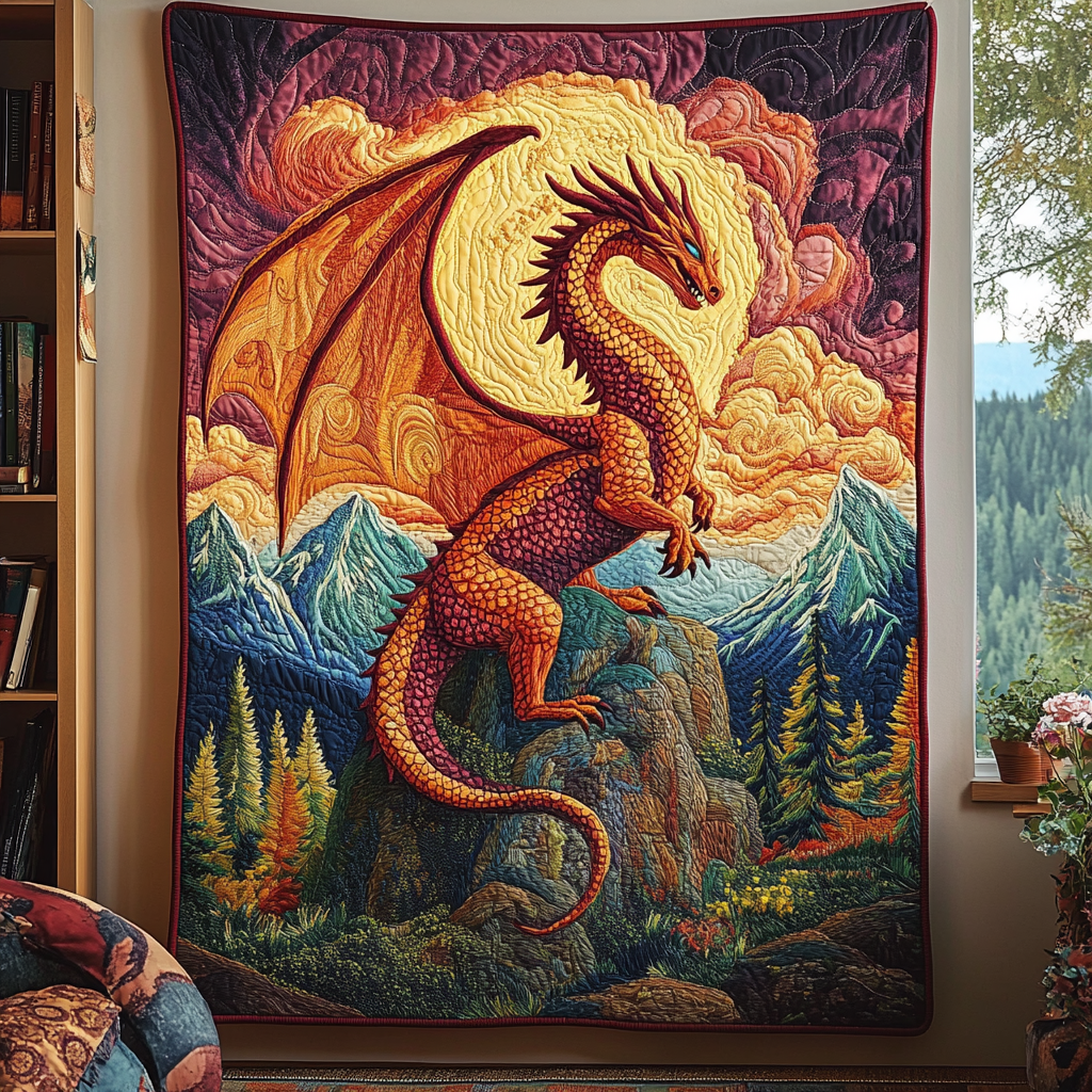 Iron Scales Quilted Blanket Bedroom Xmas Decor Dragon Gifts For Brothers - Marykun