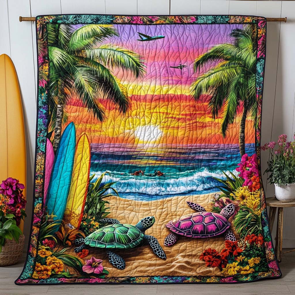 Island Shellscape Quilted Blanket Winter Decor Blanket Fishing Gift Ideas For Him - Marykun