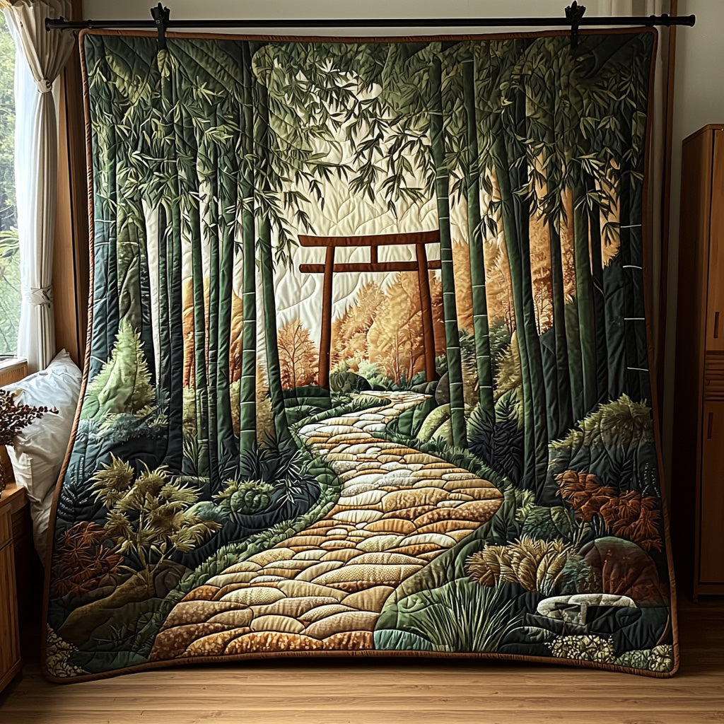 Japanese Bamboo Charm Quilted Blanket Bed Room Decor Gifts For Church Members - Marykun
