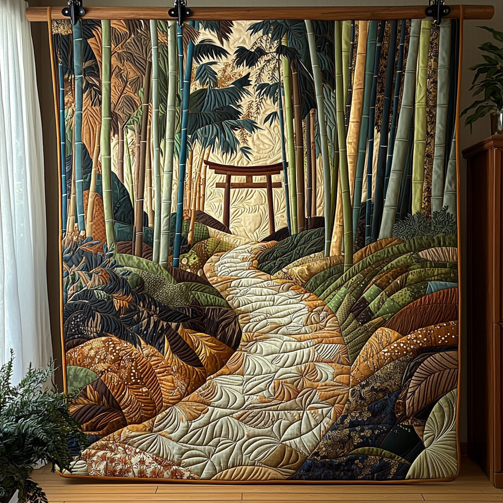 Japanese Bamboo Path Quilted Blanket Bedroom Decor Gifts For The Family Christmas - Marykun