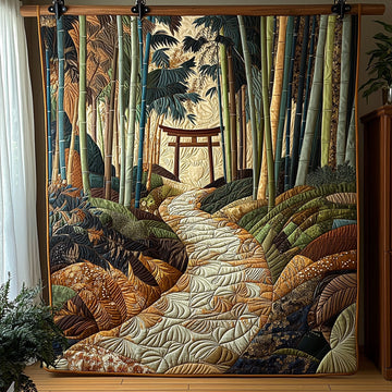 Japanese Bamboo Path Quilted Blanket Bedroom Decor Gifts For The Family Christmas - Marykun
