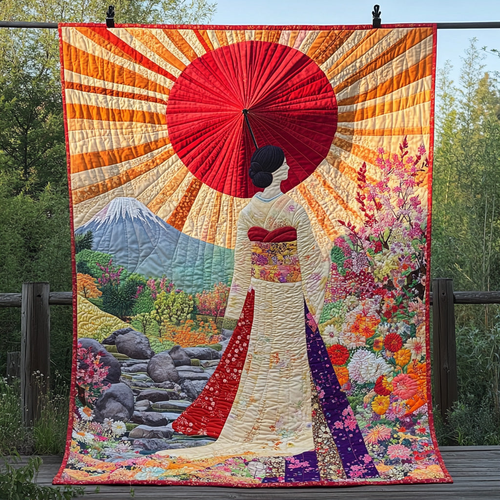 Japanese Geisha Charm Quilted Blanket Cute Throw Blanket Unique Camping Themed Gifts - Marykun
