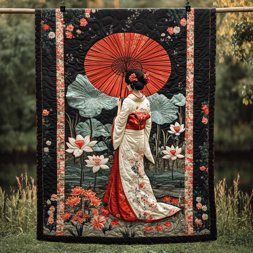 Japanese Geisha Elegance Quilted Blanket Home Bedding Decor Best Family Presents For Christmas - Marykun