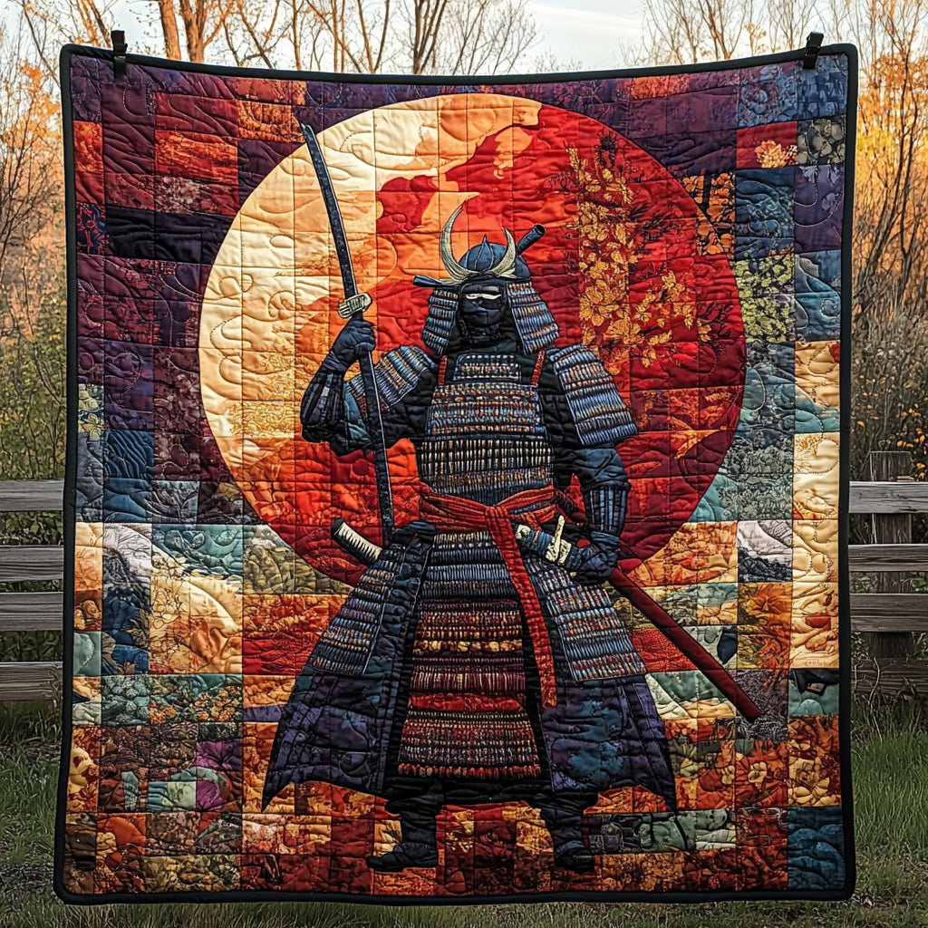 Japanese Samurai Charm Quilted Blanket Sofa Couch Throw Blanket Camping Gifts For Couples - Marykun