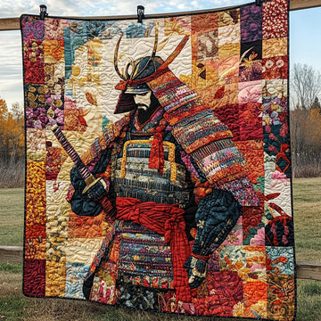 Japanese Samurai Floral Charm Quilted Blanket Bedroom Decor Patriotic Eagle Gifts For Adults - Marykun