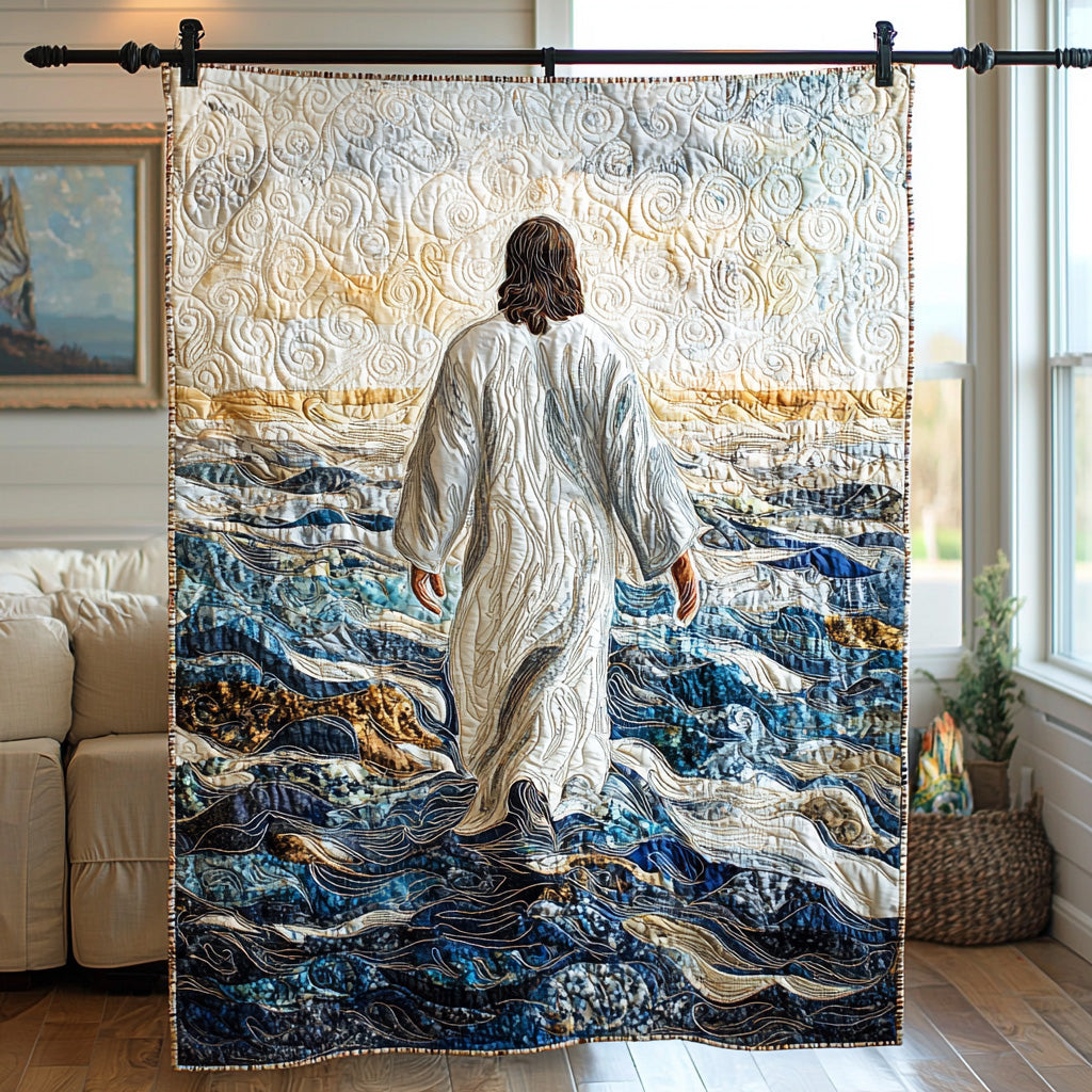 Jesus Walking in Light Quilted Blanket Christmas Throw Blanket Best Hummingbird Gifts For Christmas - Marykun