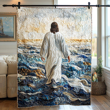Jesus Walking in Light Quilted Blanket Christmas Throw Blanket Best Hummingbird Gifts For Christmas - Marykun