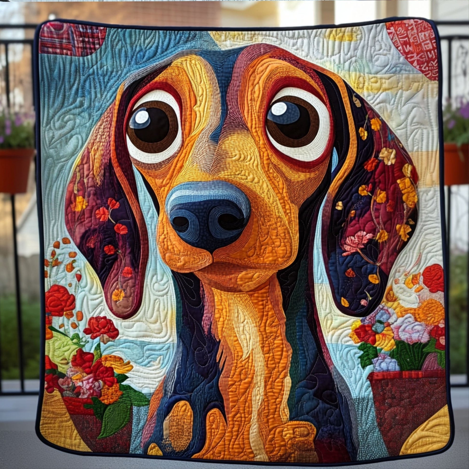 Joyful Doxie Quilted Blanket Sofa Couch Throw Blanket Sausage Dog Christmas Presents - Marykun