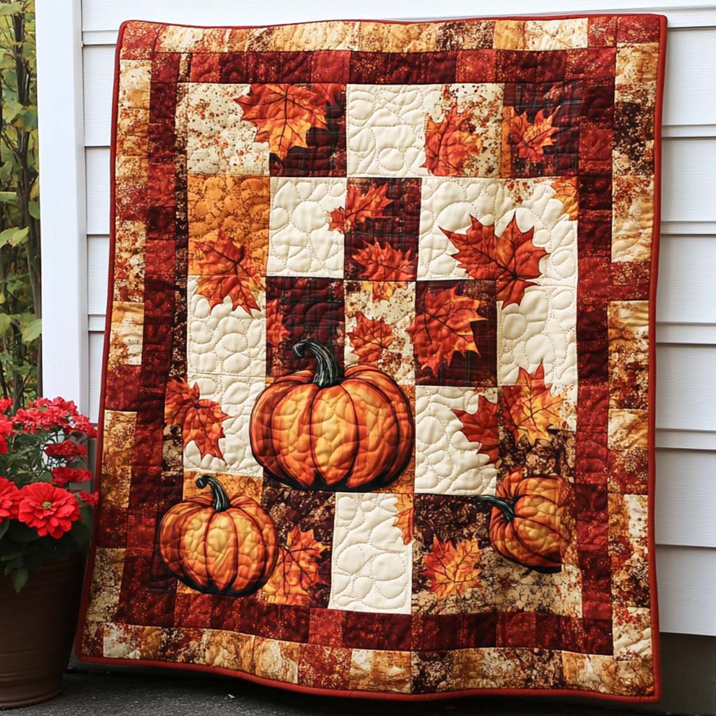Joyful Maple Stroll Quilted Blanket Cute Fall Throw Blankets Family Xmas Ideas - Marykun