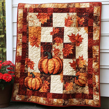 Joyful Maple Stroll Quilted Blanket Cute Fall Throw Blankets Family Xmas Ideas - Marykun