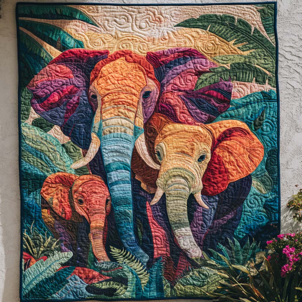 Jungle Royals Quilted Blanket Christmas Bedroom Decor Unique Elephant Themed Gifts - Marykun