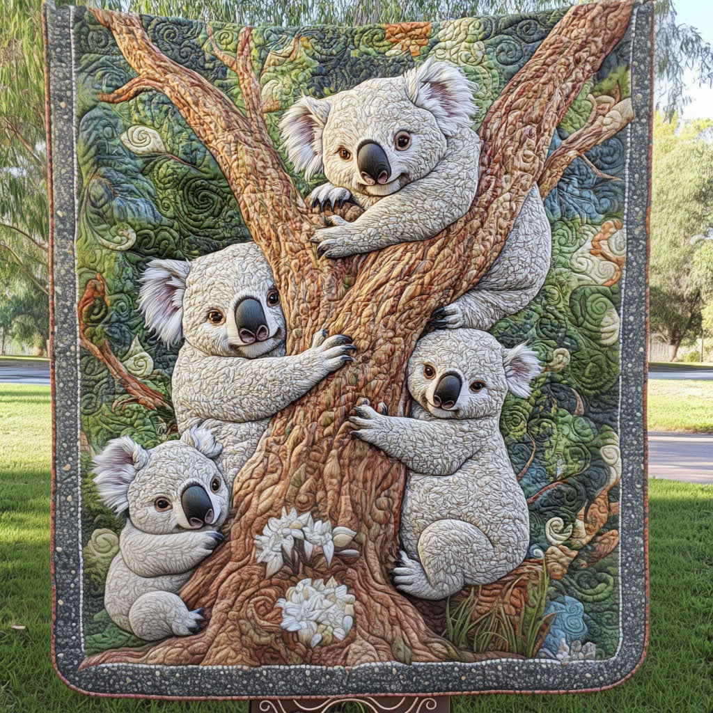 Koala Family Quilted Blanket Cute Bedroom Decor Koala Gifts For Her - Marykun