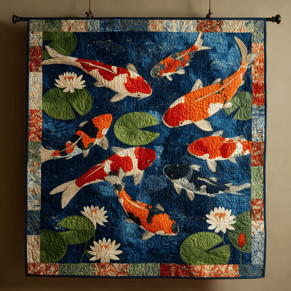Koi Flow Quilted Blanket Cozy Home Bedding Gifts For Octopus Lovers - Marykun