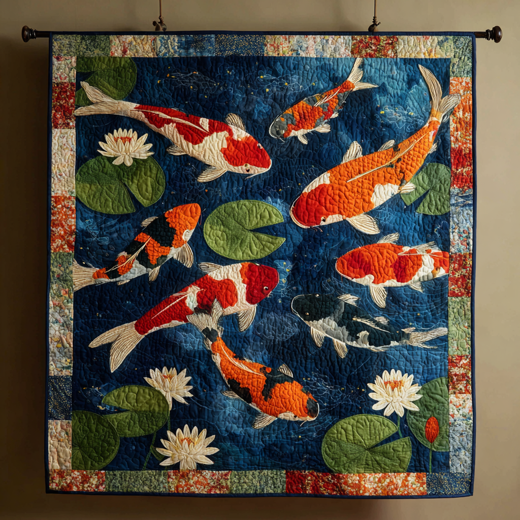 Koi Flow Quilted Blanket Cozy Home Bedding Gifts For Octopus Lovers - Marykun