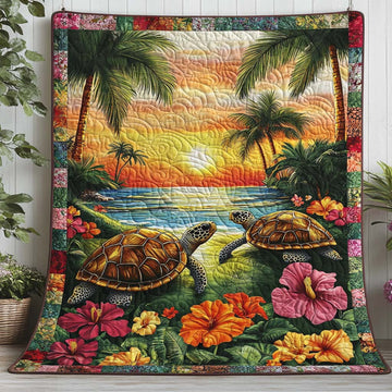 Lagoon Turtle Tides Quilted Blanket Best Throw Blanket Good Fishing Gifts - Marykun