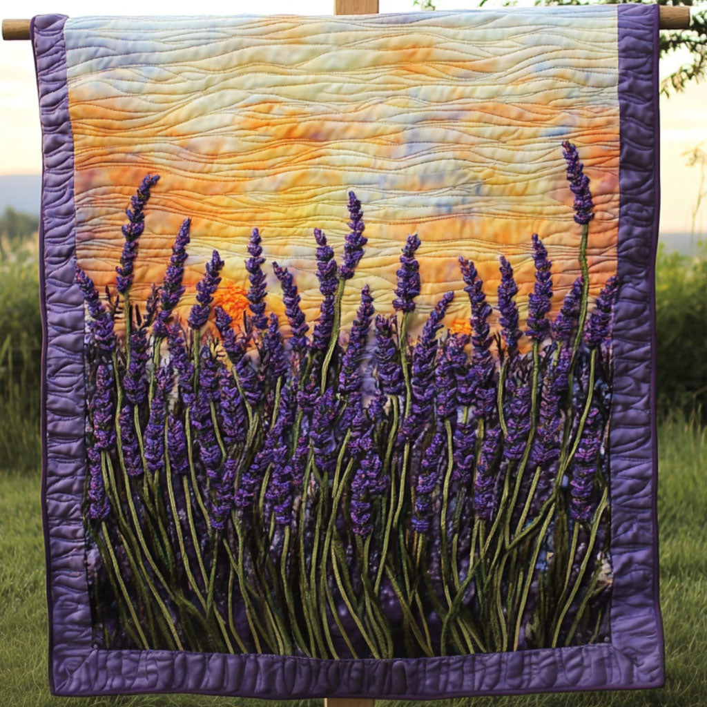 Lavender Sunset Quilted Blanket Nice Throw Blanket Best Lavender Gifts - Marykun
