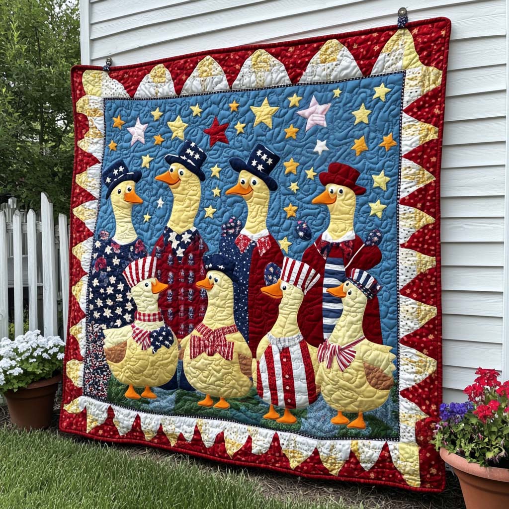 Liberty Duck March Quilted Blanket Christmas Holiday Gifts For A Patriotic Person - Marykun